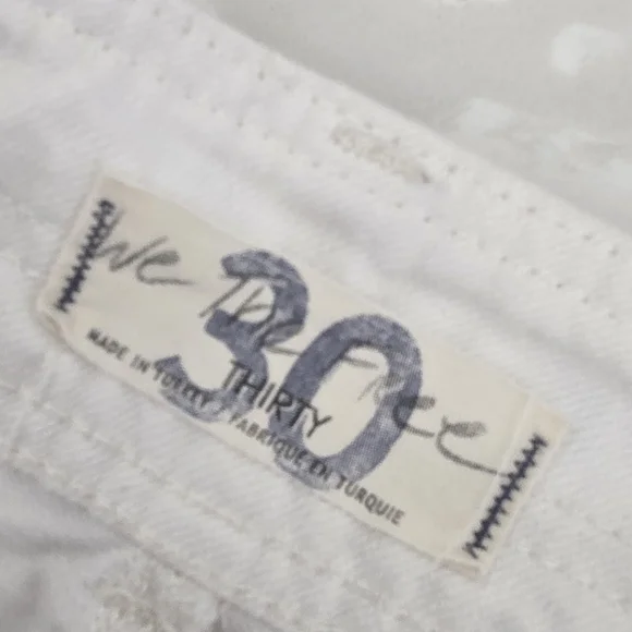 FREE PEOPLE Colette Wide Leg Culottes button fly white cropped jeans size 30 - Picture 6 of 16